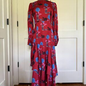 NWT!! Kurt Lyle Red Floral Long-sleeved Shelley Dress